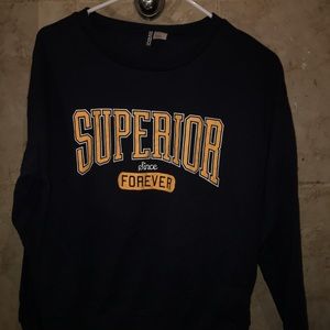 Navy blue with orange letters Pullover